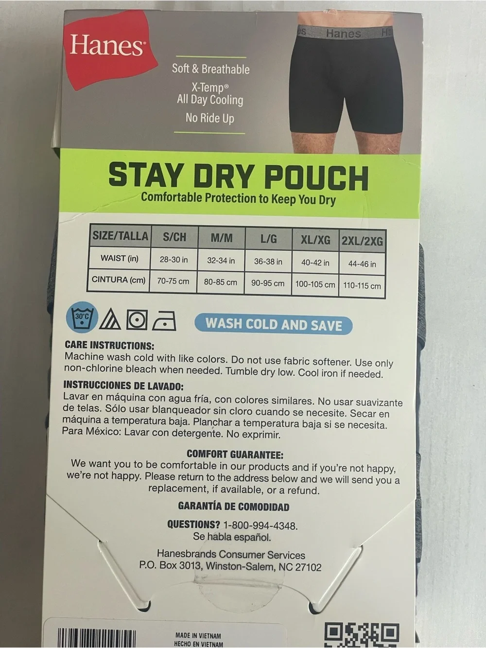 Hanes 3-Pack Boxer Briefs in Black, Gray &  Blue Size S